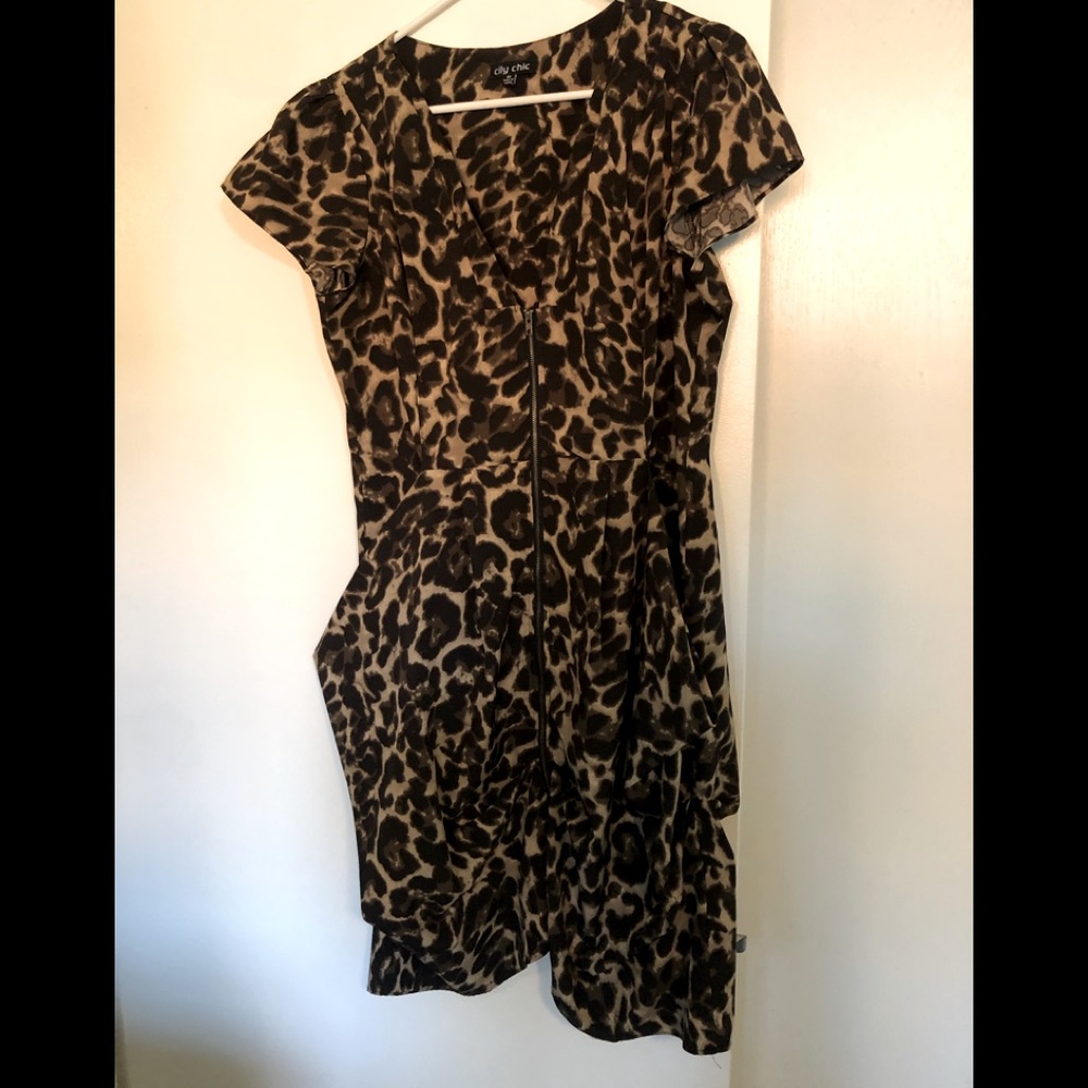 Leopard zip up tunic dress